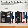 thumbnail image 2 of ELEHOLD Wallet for iPhone 15 Pro Max 6.7" Case, PU Leather Large Capacity Card Holders Zipper Wallet Detachable Wris Strap Cash Pocket Kickstand Shockproof Flip Wallet Protective Case, Black, 2 of 9