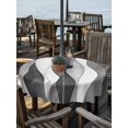 thumbnail image 6 of Outdoor Tablecloth with Umbrella Hole, Gray Stripes Spillproof Waterproof Outdoor Table Cover, Vintage Farmhouse Greyish Ripple Pattern Patio Tablecloths for Party/Garden/Picnic, Round 54 inch, 6 of 9