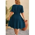 thumbnail image 3 of Summer Dresses for Women 2024 Sundresses Flutter Short Sleeve Beach Swimsuit Ruched Bodycon Casual Vacation Dresses (Deep Blue,X-Large), 3 of 6