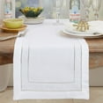 thumbnail image 2 of Fennco Styles Classic Embroidered & Hemstitch Table Runner 16" W x 72" L - White Elegant Woven Table Cover for Home Décor, Dining Table, Banquet, Family Gathering, and Special Occasions, 2 of 3