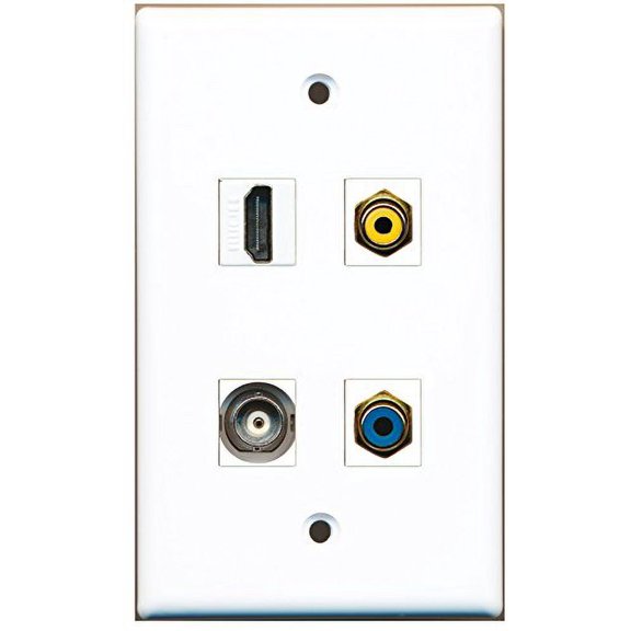 RiteAV - 1 Port HDMI 1 Port RCA Yellow 1 Port RCA Blue 1 Port BNC Wall Plate