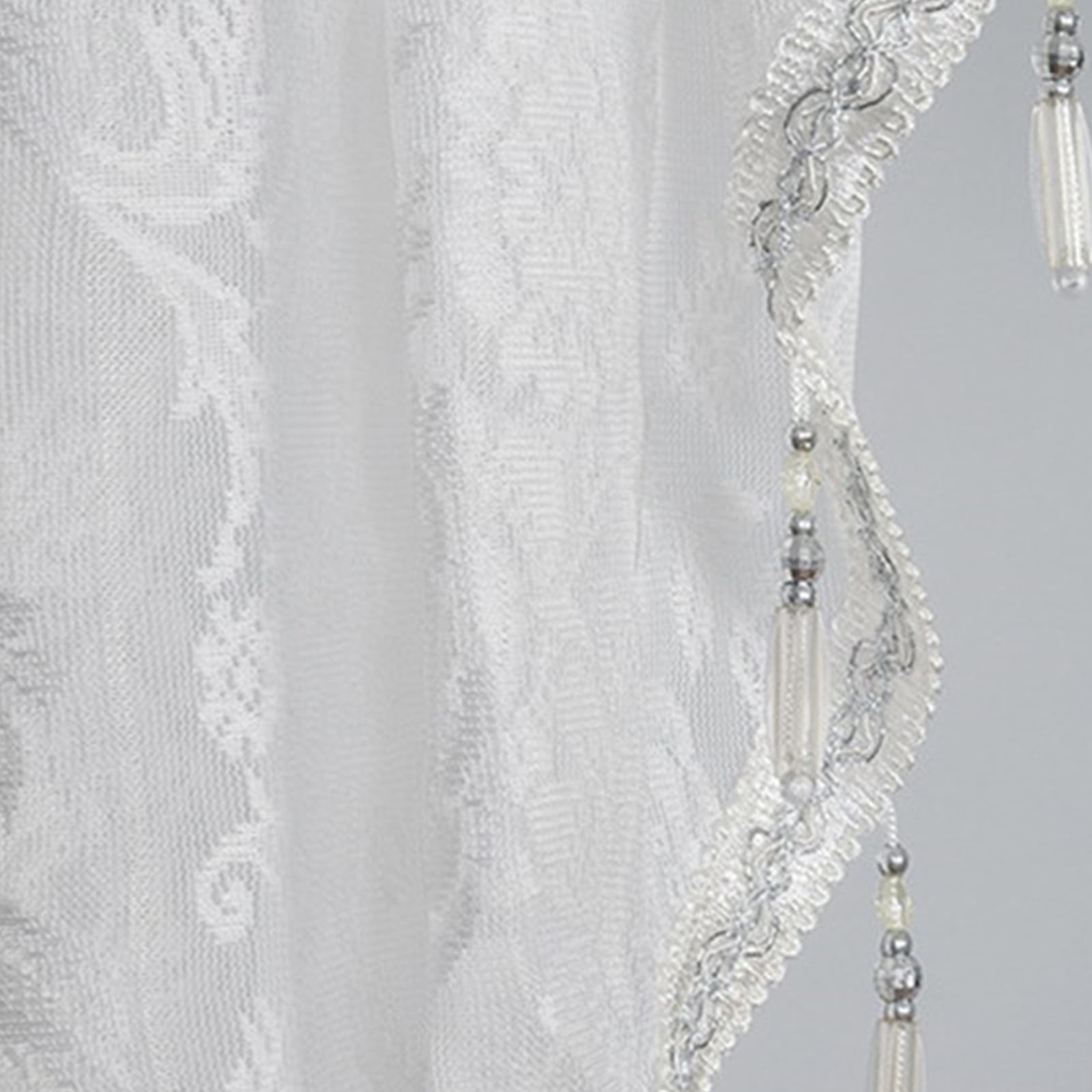 RUISINERY Elegant Laces Valance with Beadeds Tassels and Florals Embroidery for Bedroom Living Room Kitchen Basement