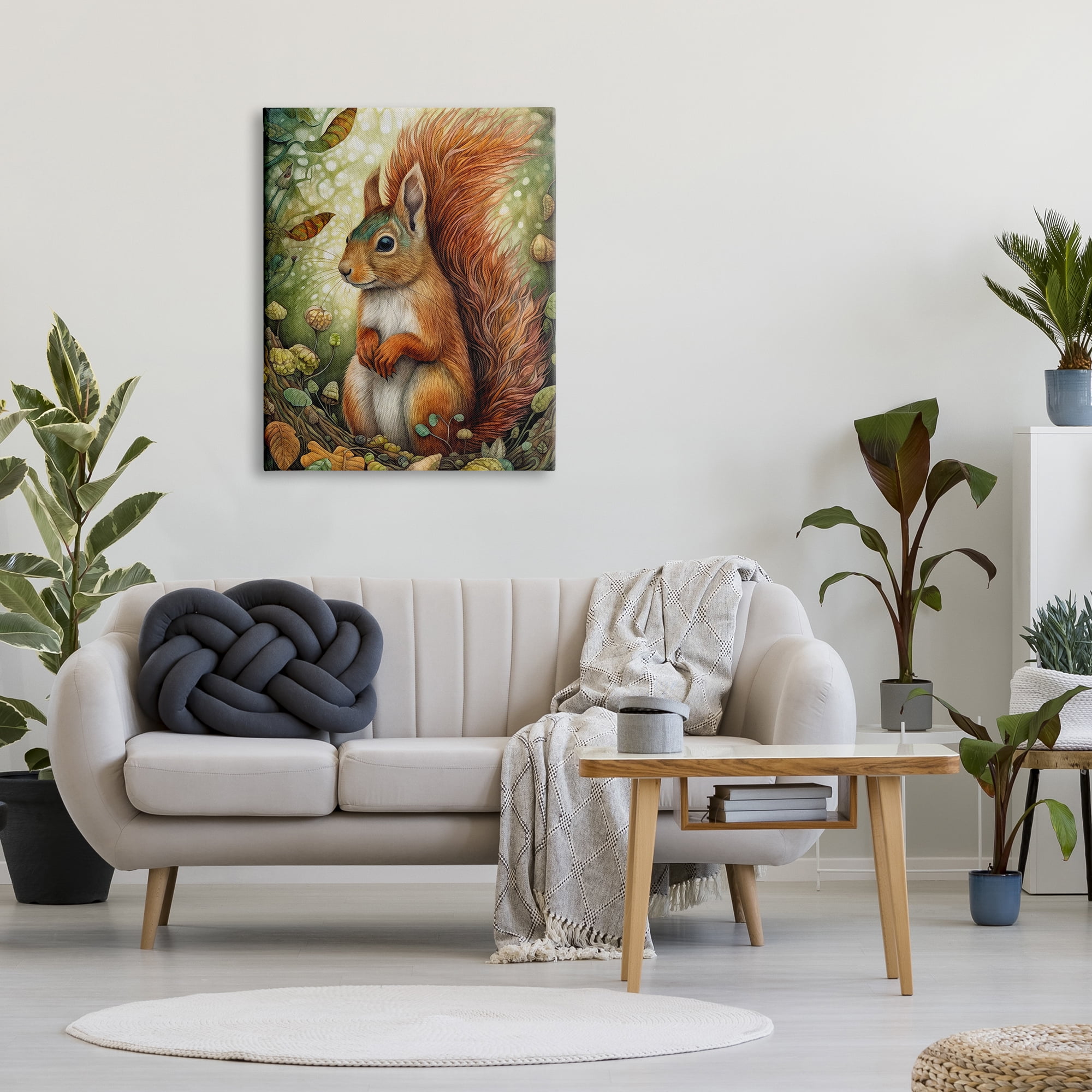 Stupell Industries Squirrel & Forest Botanicals Animals & Insects Painting Gallery Wrapped Canvas Art Print Wall Art, 30 x 40