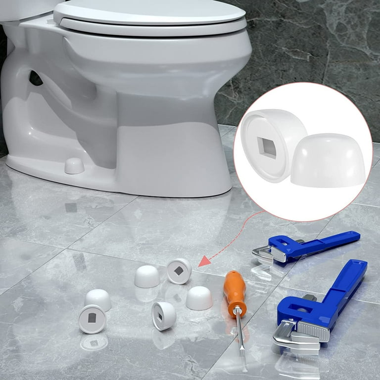 8 Pack Toilet Bolt Caps Decorative. White Plastic Toilet Caps for