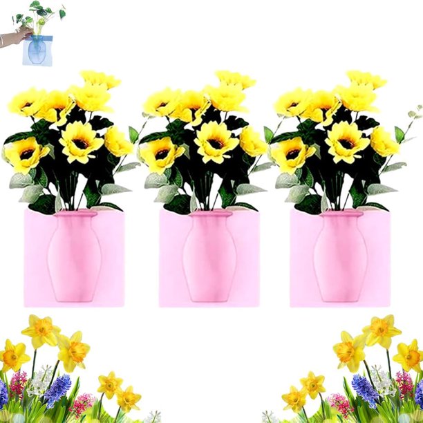 Adhesivo mágico de silicona para florero, florero de silicona reutilizable y extraíble, adhesivo autoadhesivo para montaje en pared para decoración del hogar y la oficina, regalo ideal (3 piezas-C)