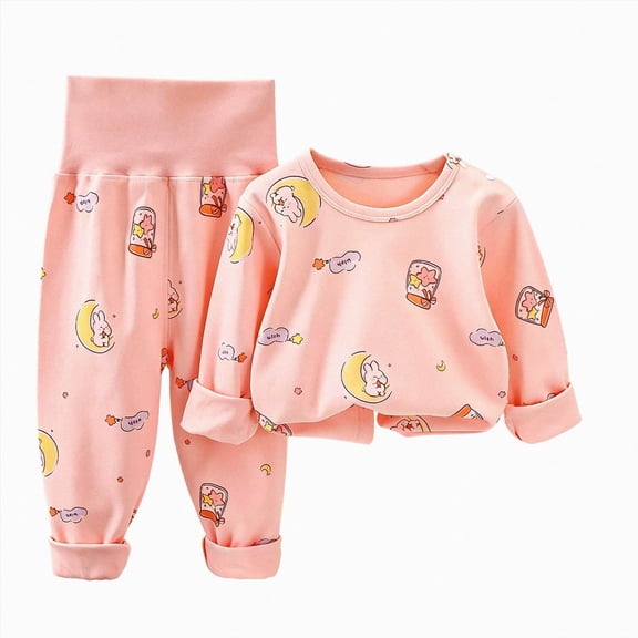 TOWED22 Little Boys Pajamas Set 2 Piece Long Sleeve Print Top and Pants Cotton Pjs Jammies Sleepwear Fall Winter 6-12 Months 12-24 Months 2t 3t 4t 5t 6t 7t 8t 9t Children,Pink,6-12 M