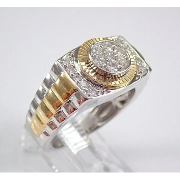 Men's Pinky Wedding Gift Ring 14K Yellow Gold Plated Silver 1.50Ct Round Cut VVS1/D Diamond
