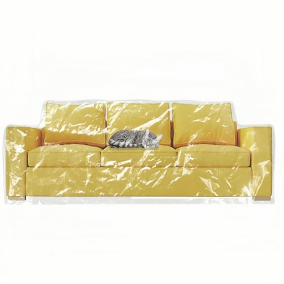 UU&T Plastic Clear Heavy-Duty Waterproof Couch Cover, 42"x96"x42" Vinyl Sofa Furniture Protection for Storage and Moving, Protection Against Pets/Dog Clawing