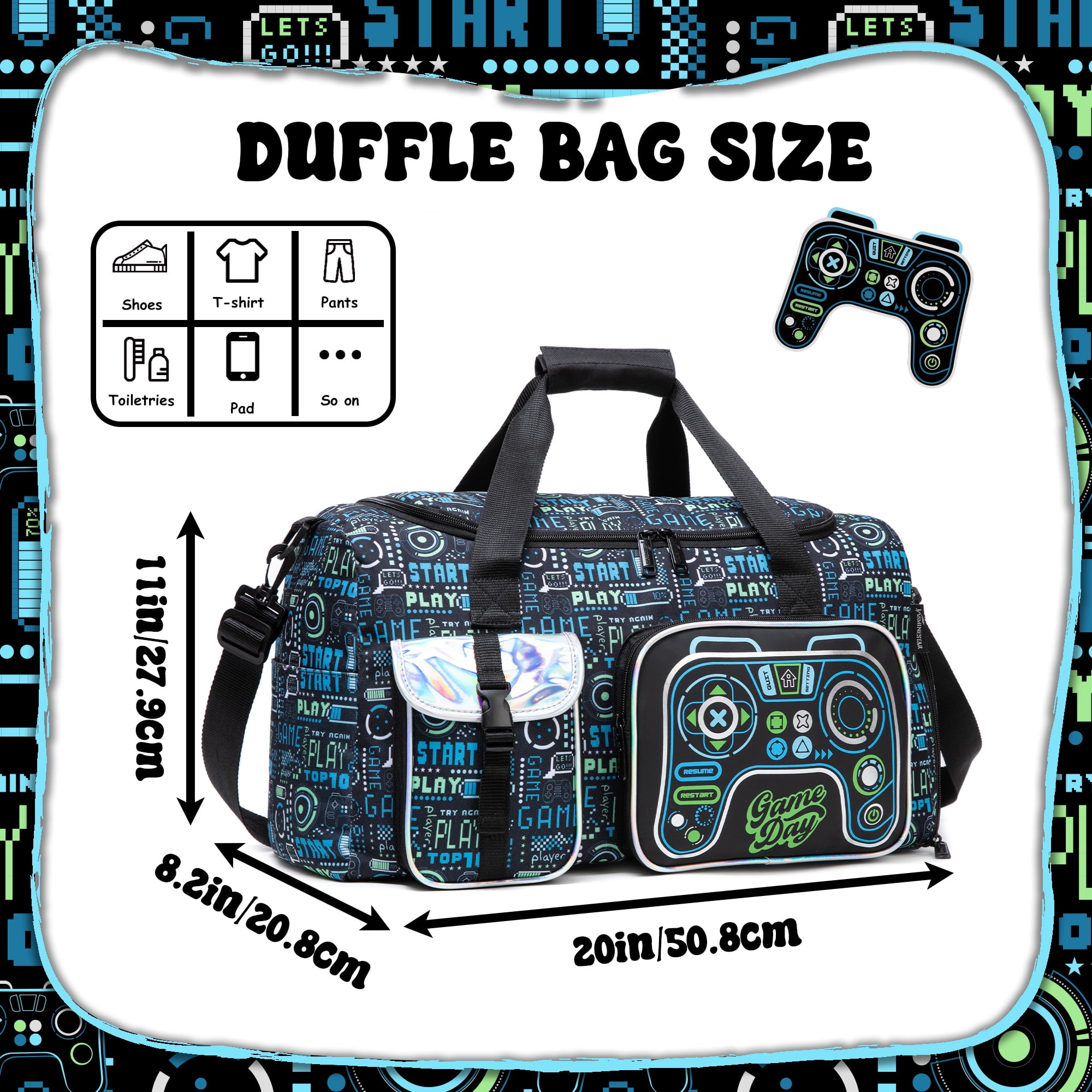 Kids Carry on Luggage Sets for Boys Suitcases with Wheels Hardshell Travel Essentials with Travel Pillow Duffle Bag 16 Inch