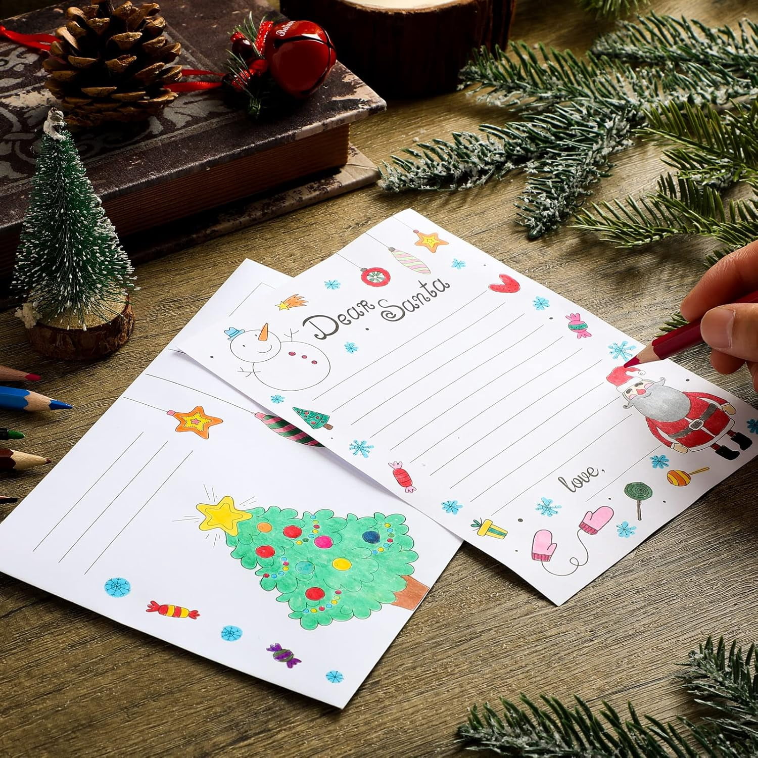 Gift Boutique 24 Sets Color Your Own Letter to Santa DIY Letters to Santa with Envelopes Coloring Santa Letter Kit for Kids Christmas Crafts Fun Activities