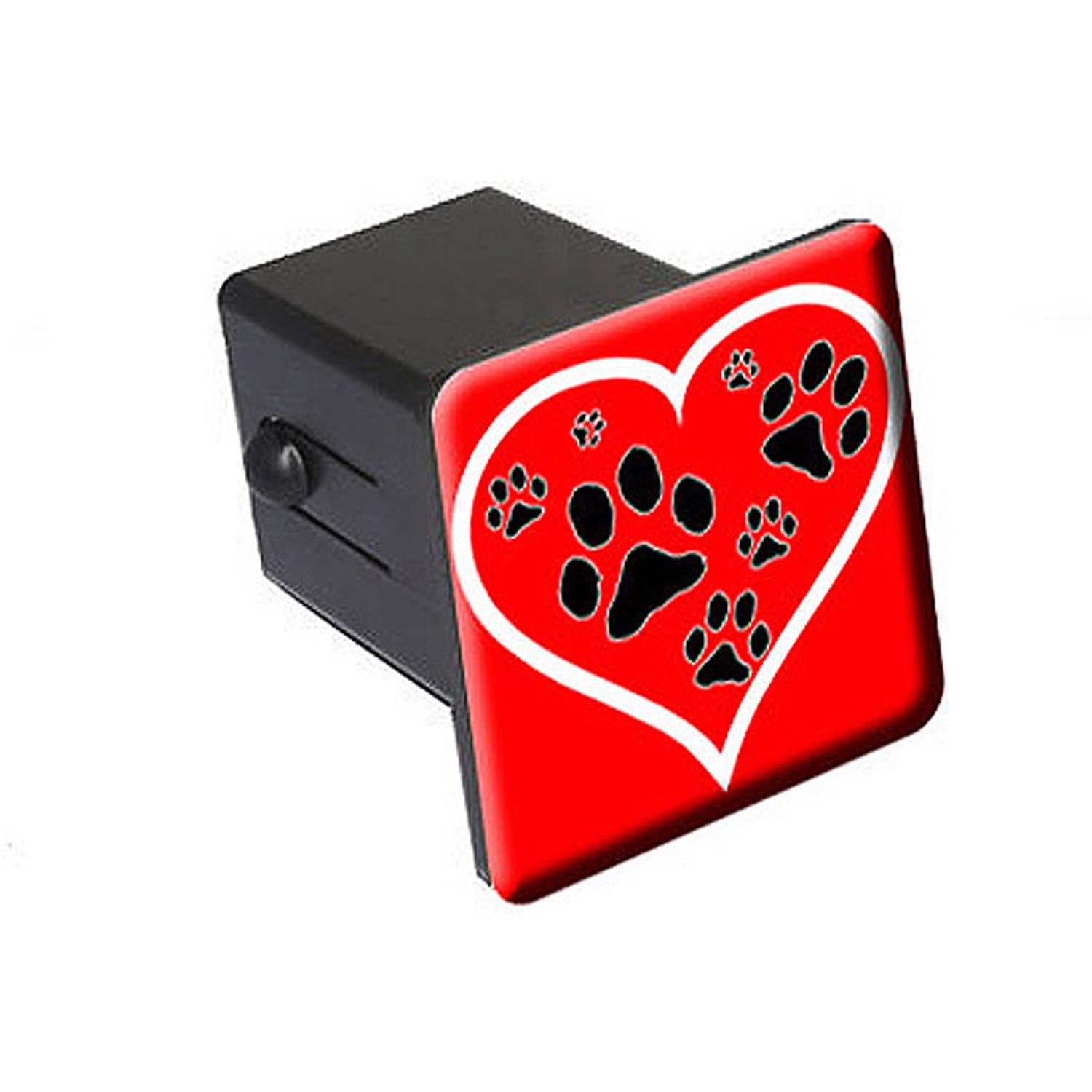 Paw Print Heart, Red 2" Tow Trailer Hitch Cover Plug Insert
