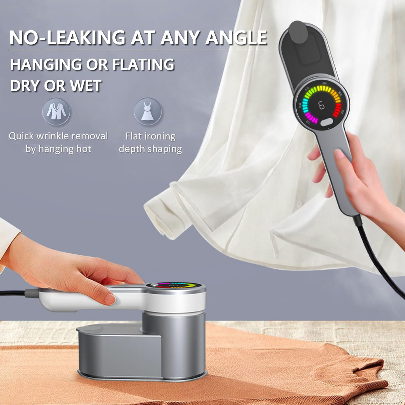 Mini Steam Iron for Clothes, 6 Ironing Modes Travel Steamer for Clothes, 2 in 1 Portable Handheld Iron Dry Ironing & Wet Ironing, 10 S Fast Heat Up 180° Rotatable Small Steam Iron