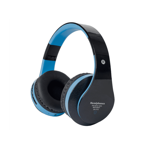 Head-mounted Bluetooth 4.0 Headphones,Wireless Stereo Headset with Deep Bass, Foldable & Lightweight, Perfect for Cell Phone/TV/ PC and Travelling Sports Running music headset(Black/Blue)