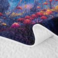 thumbnail image 5 of Homewish Cute Fungus Plants Bed Spread Queen,Watercolor Botanical Mushrooms Queen Coverlet Set,Blue Orange,Navy Blue Reversible,3-Piece, 5 of 7