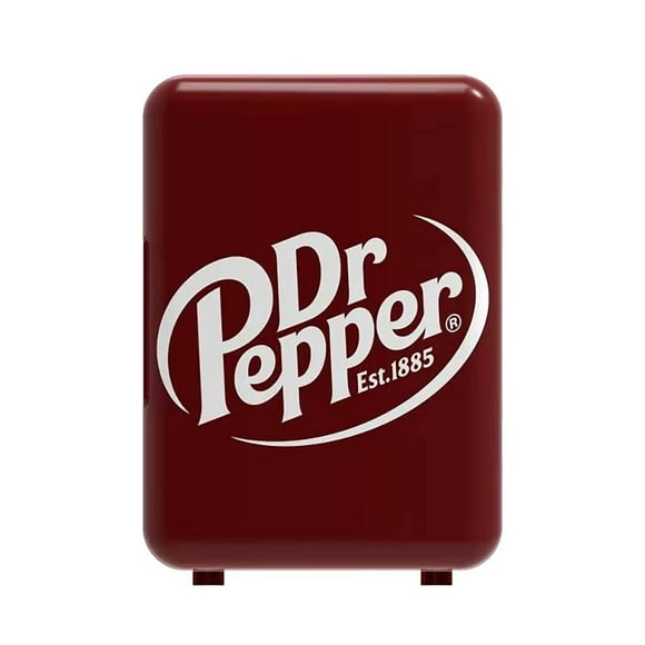 CURTIS MIS135DRP Dr. Pepper Mini Refroidisseur de Réfrigérateur Personnel Compact Portable, Capacité de 4 Litres, 6 Canettes, Maquillage, Soin de la Peau, Sans Fréon et Respectueux de l'Environnement, Marron