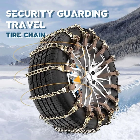 1PC Universal Metal Snow Chain for Car SUV Pickup – Anti-Slip Tire Chain for Winter Driving – Adjustable Fit for 165–265mm Tire Width – Galvanized Manganese Steel Emergency Traction Device