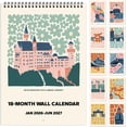 thumbnail image 2 of 2026 Wall Calendar Art Floral, Aesthetic 18 Months Wall Calendar from January 2026 - June 2027,  World Travel Modern  Monthly Calendar for  Office Decor, 8.2" x 23" Open, 2 of 7