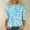 Light Blue, variant on YOTAMI Summer Tops for Women Plus Size 3/4 Length Sleeve Shirts Crew Neck Floral Print Graphic Tees Blouses Green