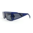thumbnail image 3 of Squared Rectangle Thick Temple Side Arm Visor Lens 80s Vibe Plastic Sunglasses Navy - Black, 3 of 4