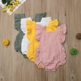thumbnail image 3 of Summer Newborn Infant Baby Girl Ruffle Solid Romper Bodysuit Jumpsuit Outfit Clothes, 3 of 5