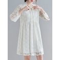 thumbnail image 2 of Vestido de encaje floral para mujer 3/4 mangas acampanadas con cuello en V volantes A-line Plus S Romacci Vestido de mujer, 2 of 7