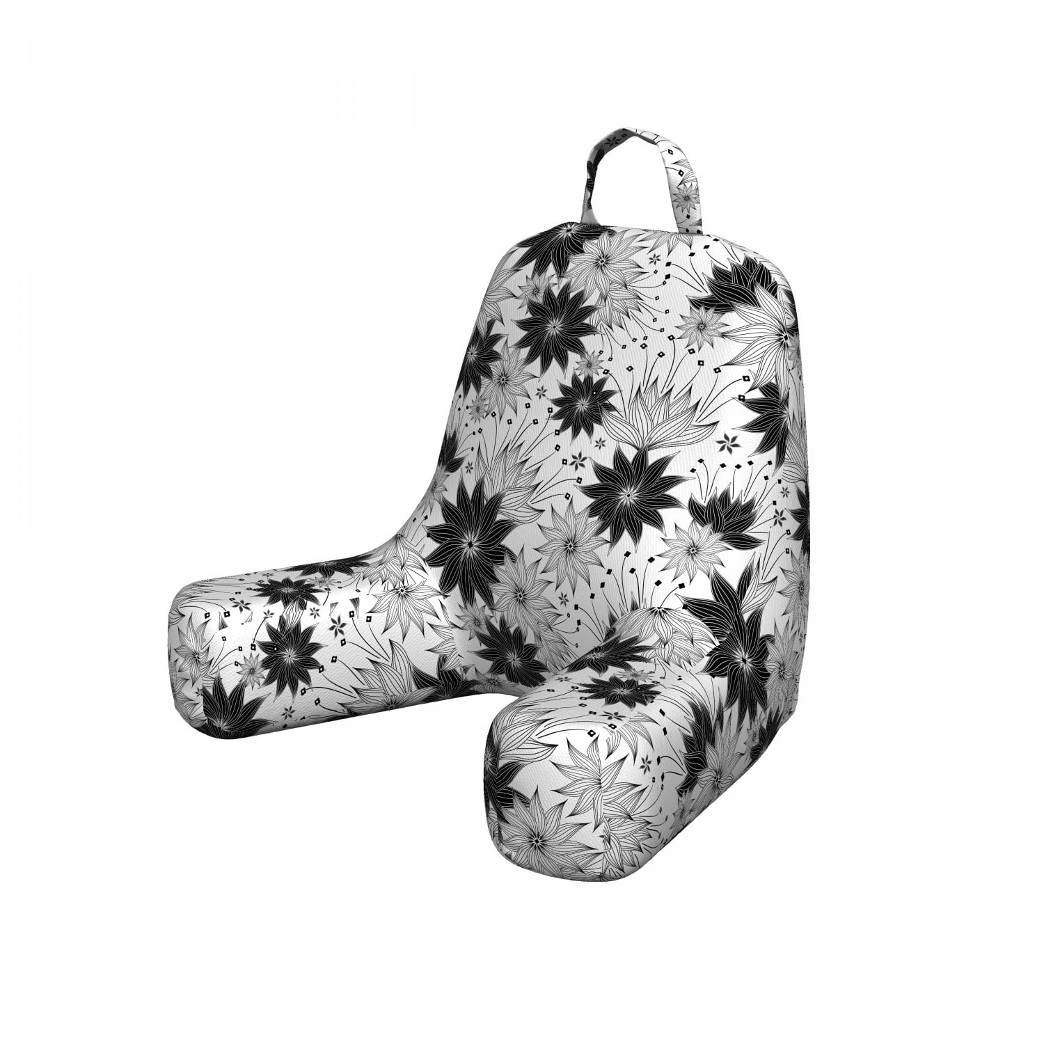 Grey Reading Pillow, Illustration of Old Fashion Various Size Spiral Vintage Flowers Urban