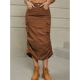thumbnail image 2 of Denim Skirt Below Knee Length High Waisted Jean Skirts for Women Brown L, 2 of 7