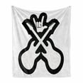 thumbnail image 1 of Rock Music Soft Flannel Fleece Throw Blanket, Doodle Drawing Style Guitars Rock Sign Abstract Monochrome Instrument Design, Cozy Plush for Indoor and Outdoor Use, 70" x 90", Black White, by Ambesonne, 1 of 6