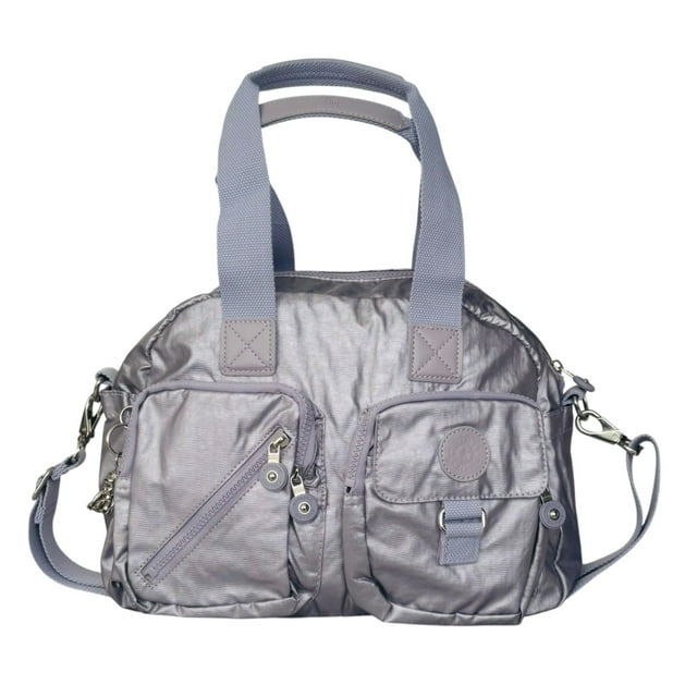 Bolsa crossbody Kipling Defea color lila metálico satinado