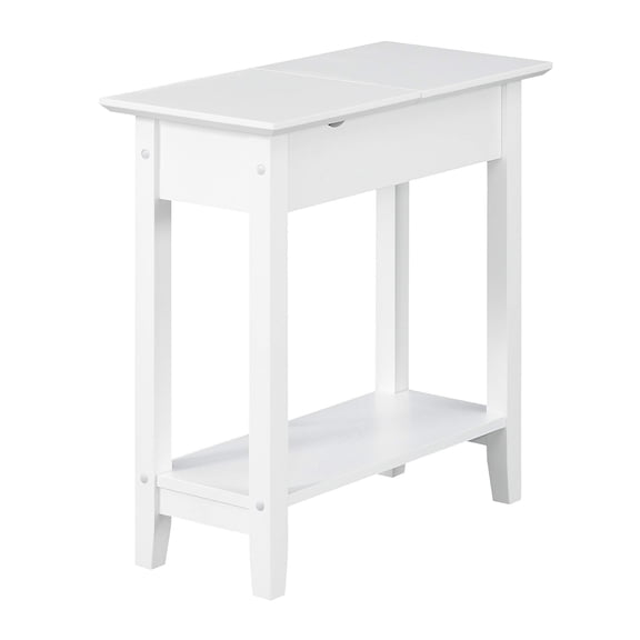 Pemberly Row Flip-Top End Table with Charging Station in White Wood Finish