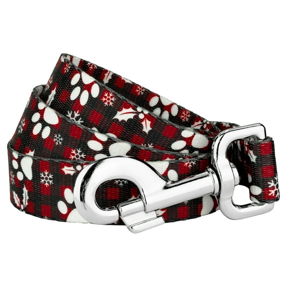 Country Brook Petz® 5/8 inch Christmas Plaid Dog Leash, 4 Foot