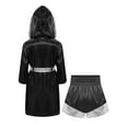 thumbnail image 4 of Hansber 2-Piece Kids Boys Girls Boxing Outfits Boxer Uniform Kickboxer MMA Robe and Shorts Set Black&Silver 12, 4 of 6