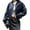 Dark blue, variant on Womens Faux Leather Bomber Jackets Baseball Collar Zip Up Cropped Biker Coat with Pockets