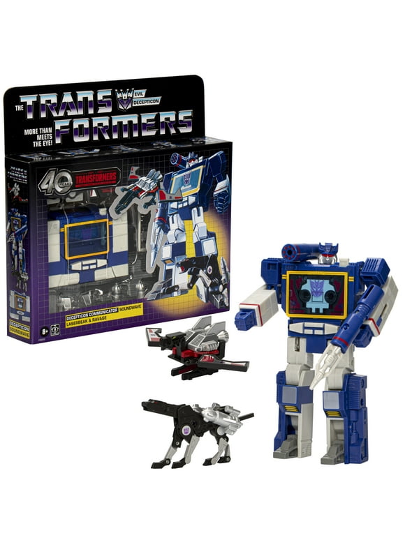 Transformers: Retro 40th Anniversary Soundwave, Laserbeak, & Ravage Kids Toy Action Figure for Boys and Girls Ages 4 5 6 7 8 and Up