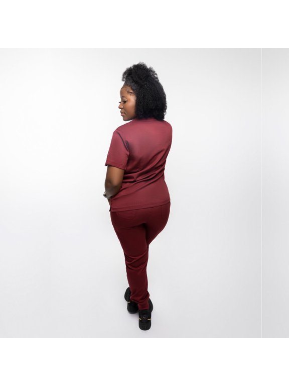 Dorothy 5 pocket joggers scrub set in Red