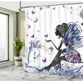 thumbnail image 4 of Ambesonne Fantasy Shower Curtain, Spring Wings Floral Print, 69"Wx70"L, Navy Blue, 4 of 4