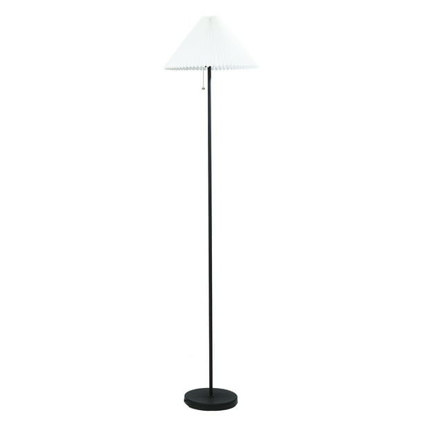 Mainstays 64" Matte Black Metal Floor Lamp, with Pleated White