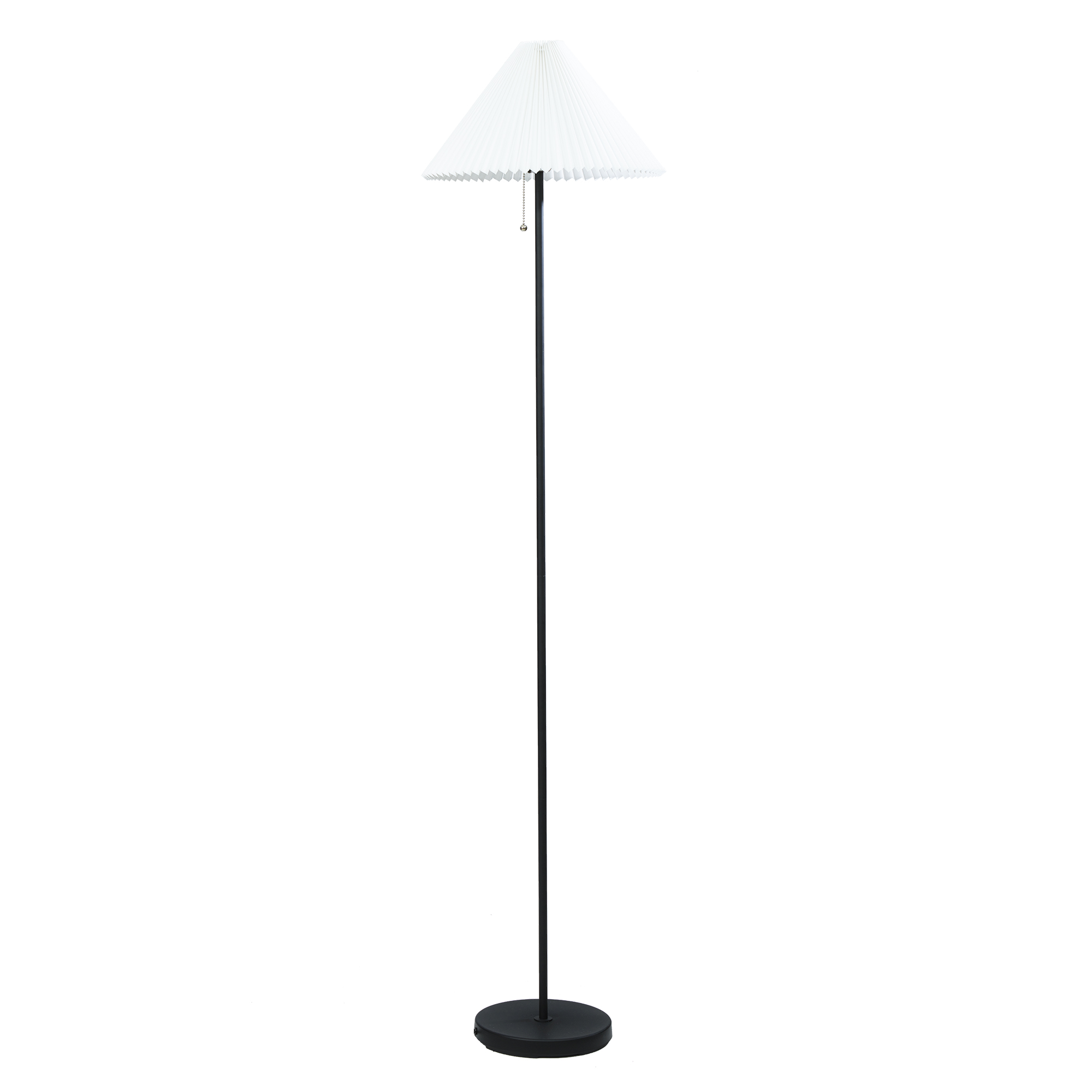 Mainstays 64 inch Contemporary Matte Black Metal Floor Lamp, with Pleated White Lampshade, Size: 64-Inch