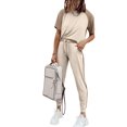 thumbnail image 1 of Womens Short Sleeve Two Piece Outfits Loungewear Sweatsuit Sets Outfits Athletic Tracksuits, 1 of 4