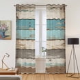 thumbnail image 2 of Farmhouse Blue Grey Brown Kitchen Curtains 84 Inch Length, Vintage Ombre Wooden Grommet Top Bedroom Living Room Curtains, Light Filtering Cafe Curtain Drapes 2 Panels Set 84''x84'', 2 of 9