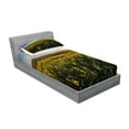 thumbnail image 2 of Ambesonne Landscape Fitted Sheet & Pillow Sham Set, Sunset Flower Field, Twinxl, Yellow Green Blue, 2 of 2