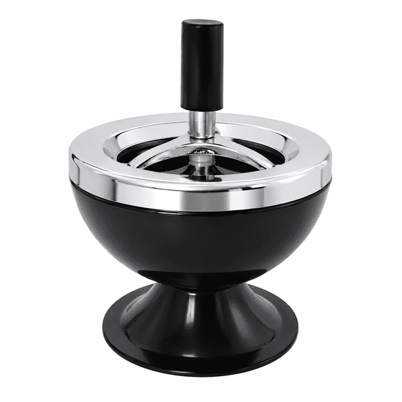 Dependable Industries Metal Art Deco Spinning Ashtray Home Party Black