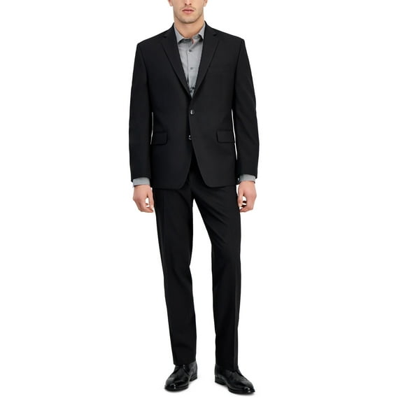 Perry Ellis Portfolio Mens Modern fit 2 Piece Suit 46 R / 39 Waist Black Stretch