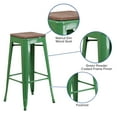 thumbnail image 6 of Flash Furniture 4 Pk. 30" High Backless Green Metal Barstool with Square Wood Seat, 6 of 14