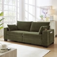 thumbnail image 6 of S-HOME Upholstered Corduroy Sofa in with USB Ports and Cup Holders, Spacious 78 Inch 3-Seater Living Room Couch，Green, 6 of 10