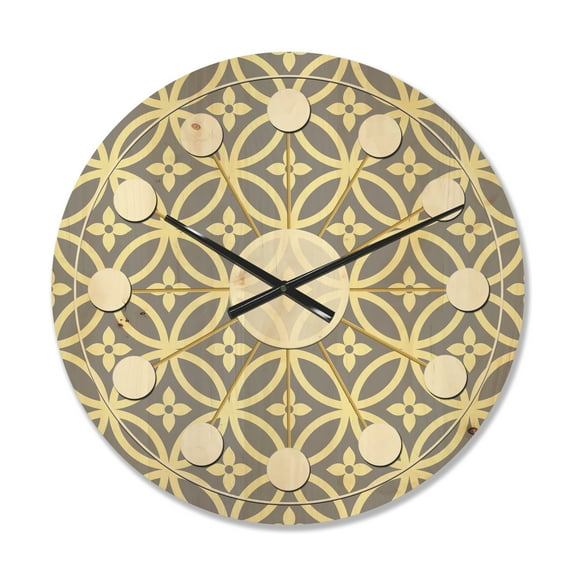 Designart 'Ornamental Retro Pattern II' Mid-Century Modern Wood Wall Clock