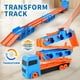 thumbnail image 3 of Tiaoniao Camión de transporte de juguete para niños Pista de carreras dual de 61 pulgadas y auto de expulsión 6 autos de metal y juego de camión portador de almacenamiento plegable Juguetes para autos, 3 of 5