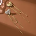 thumbnail image 4 of Sunyuer 14K Gold Plated Chain Fringe Dangling Tassel Liner Earrings, Cubic Zirconia Love Heart Dangle Earrings for Women, 4 of 5