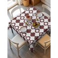 thumbnail image 2 of Retro Boho Suqare Tablecloth - 54 x 54 Inch, Dark Red Geometric Pattern Rhombic Bohemia Waterproof & StainResistant Tablecloth, Washable Oil-proof Table Cover for Dining/Party/Wedding/Camping/Buffet, 2 of 9