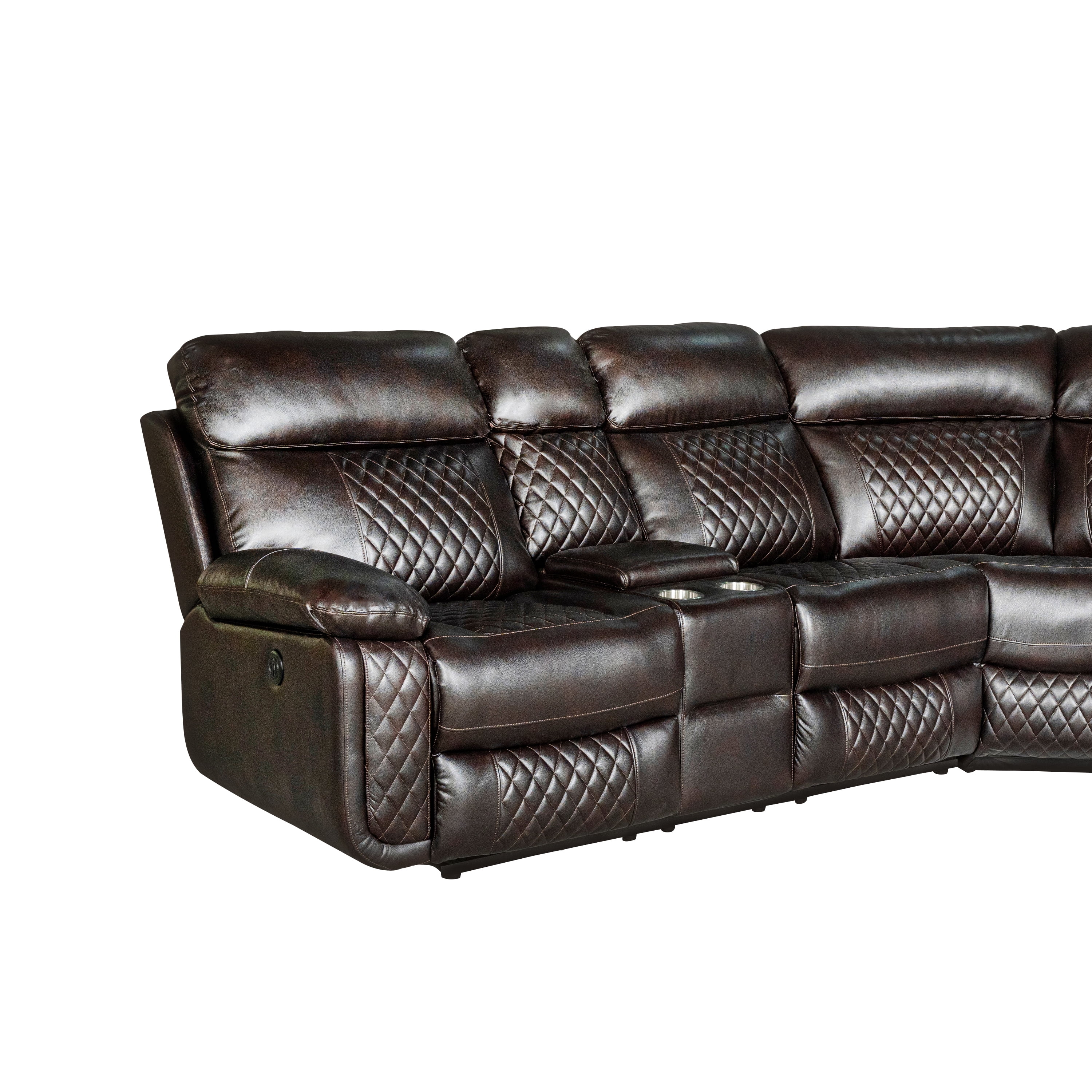 Infinity 3 Piece Transitional Faux Curved Living Room Reclining Sectional, Brown